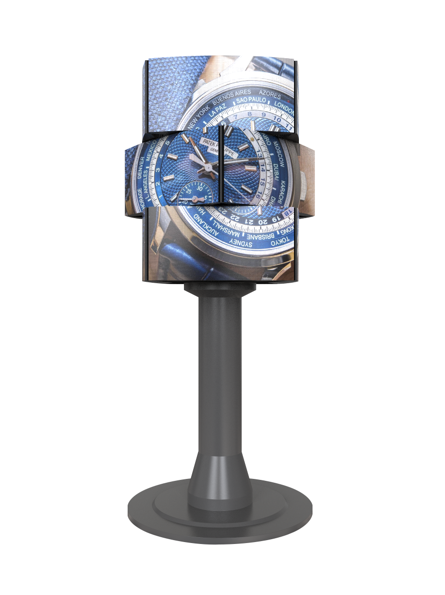 Three-sided robotic rotating display